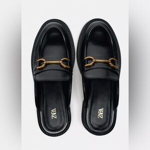 Zara Metal Bit Open Back Loafers Size 7.5